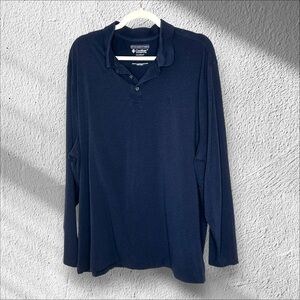 Coolibar Navy Coppitt Long‎ Sleeve Weekend Polo Shirt UPF 50+ Size XXL